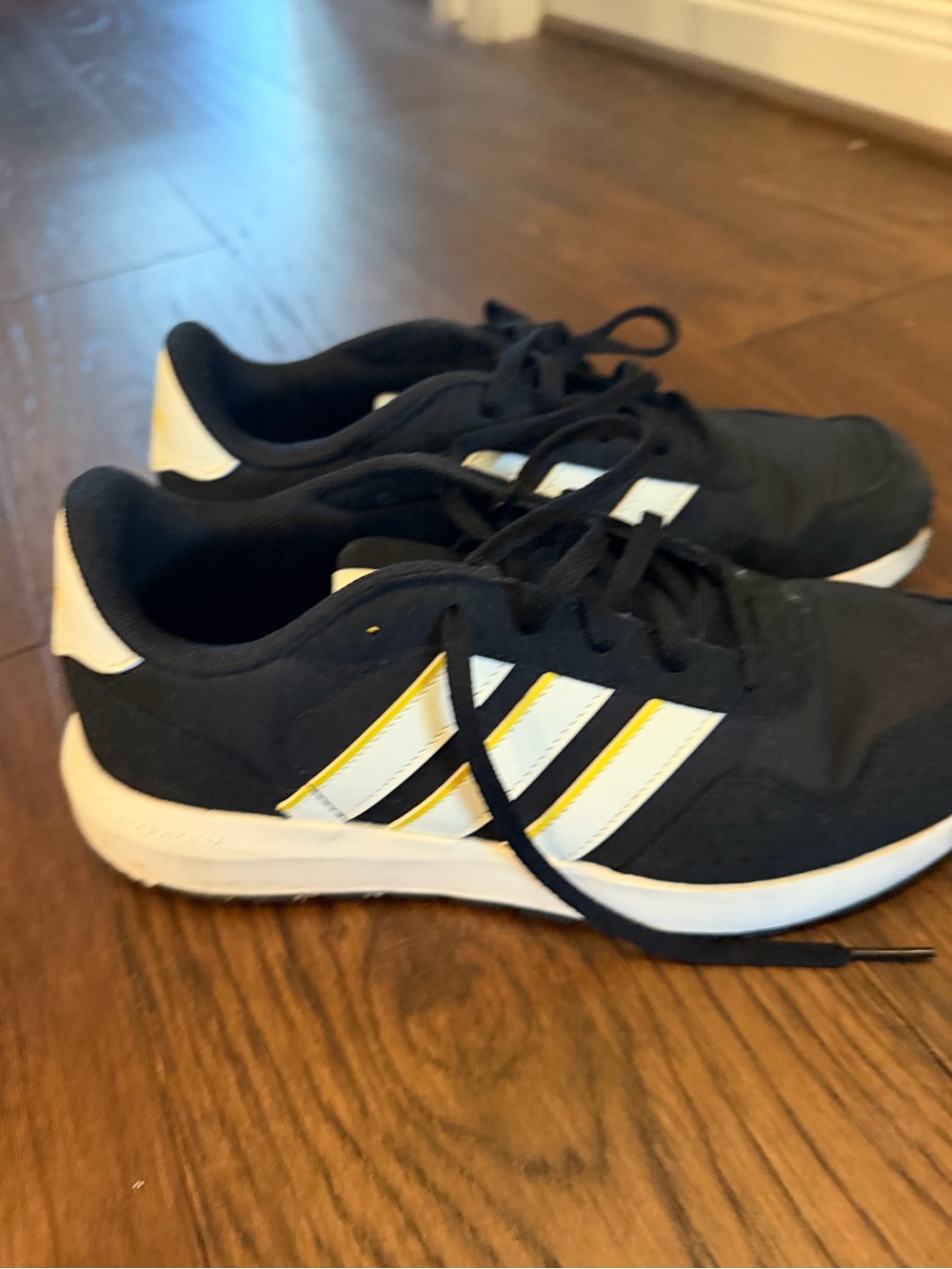 Kids Black and White Athletic Sneakers with Yellow Accent - Unbranded